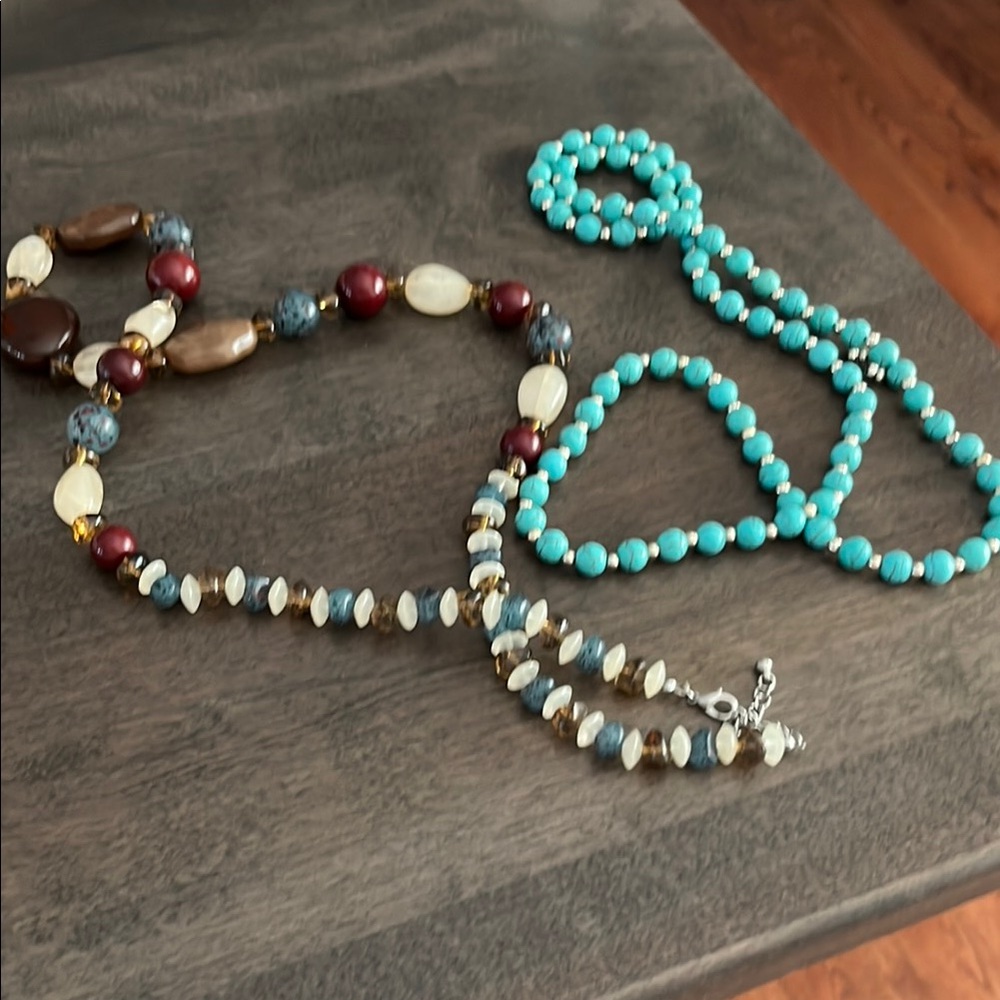 Turquoise Bead Multi-Stone Women's Necklace Set